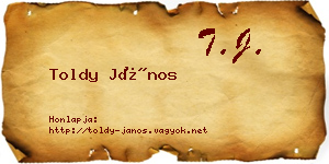 Toldy János névjegykártya